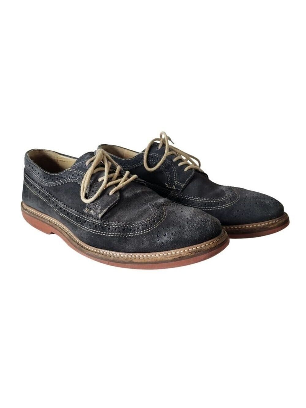 1901 Gray Suede Oxford Wingtip Shoes Size 9